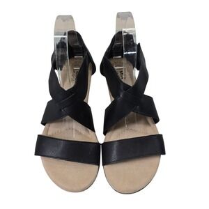 MIA AMORE Womens Blanche Black Wedge Sandals Memory Foam Size 7.5M